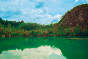 Obraz na płótnie Canvas An emerald lake in Jemaluang, Johor, Malaysia