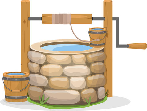 Old Water Well Clipart Design Illustration