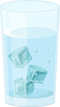 Glass of water with ice cubes clipart
