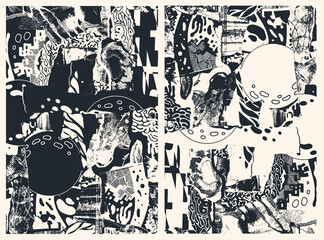 Hand drawn Graffiti Abstract Background Set. vector illustration