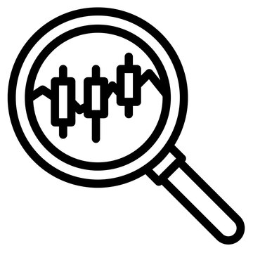 magnifying glass analyzing stock chart clip art preview
