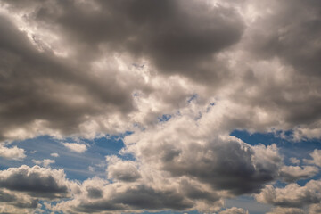 blue sky background with white striped clouds in heaven and infinity may use for sky replacement.