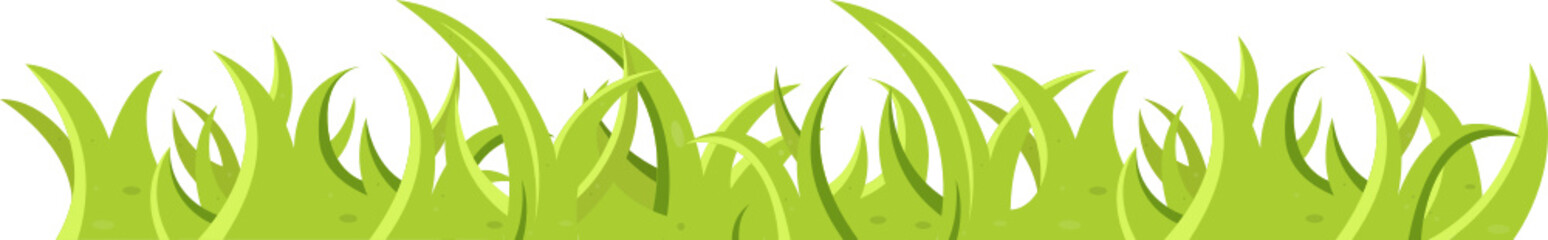 Green grass and leaves in cartoon style