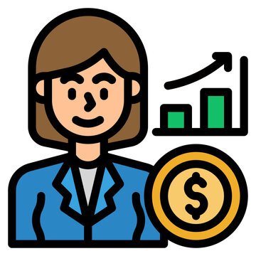 businesswoman with money and growth chart clip art preview