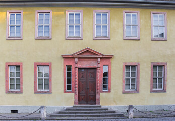 Fototapeta na wymiar Front facade of the historic Goethe House in Weimar, Germany