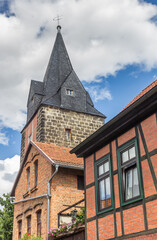Fototapeta na wymiar Kuhhirtenturm tower in historic city Quedlinburg, Germany