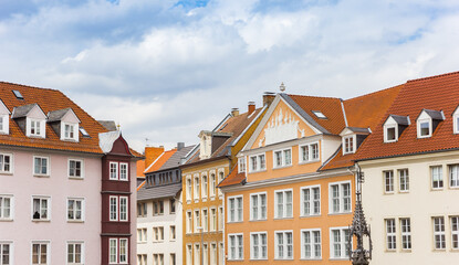 Fototapeta na wymiar Facades of old buildings in historic city Braunschweig, Germany
