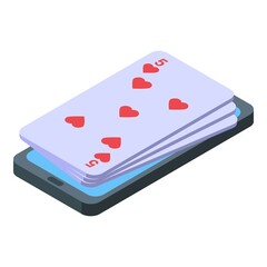 Play card online icon isometric vector. Game machine. Mobile screen