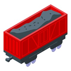 Coal wagon icon isometric vector. Mine industry. Machine loader