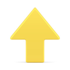 Yellow glossy vertical up arrow rise business growth graphic analyzing realistic 3d icon vector