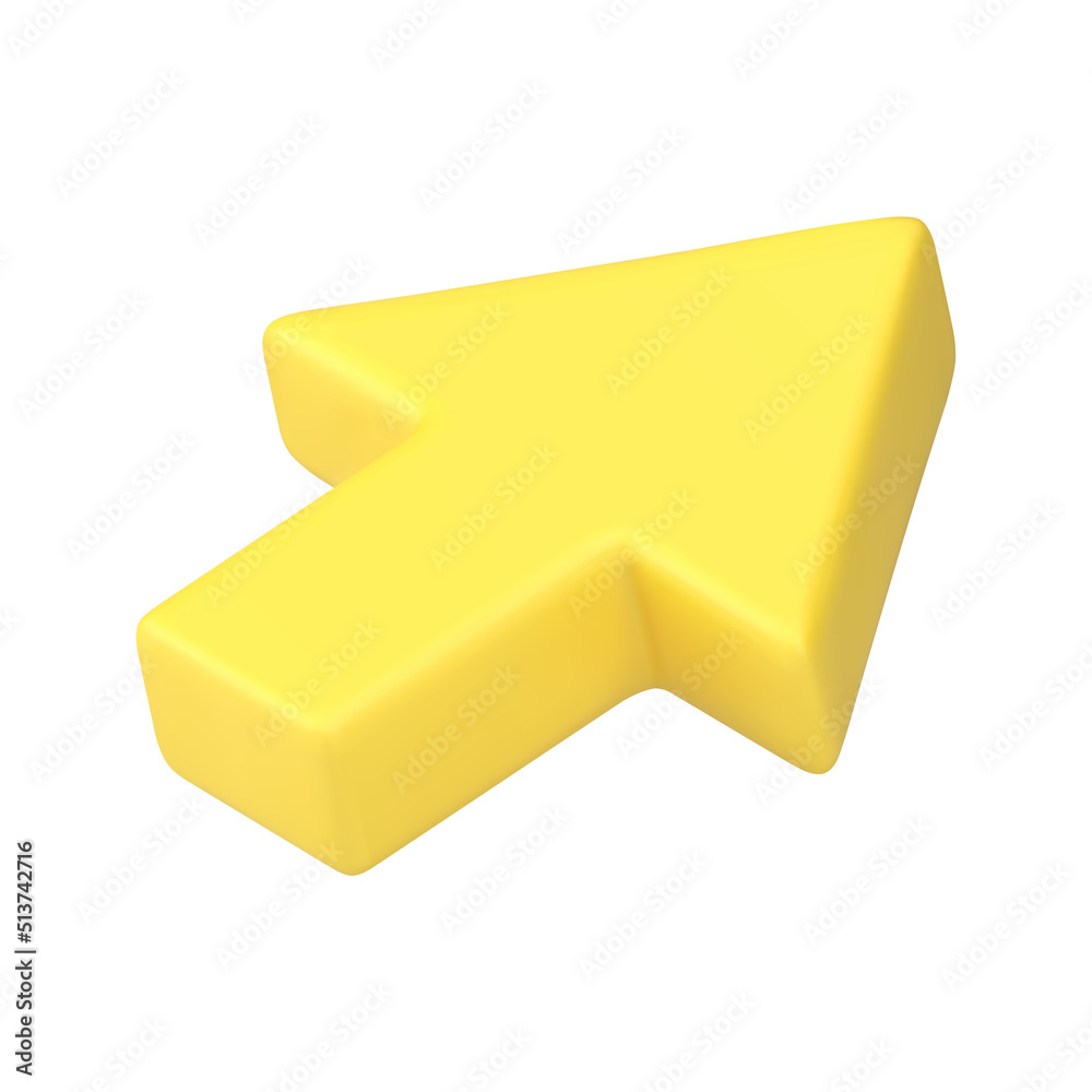 Poster yellow isometric cursor arrow pointer realistic 3d icon vector illustration
