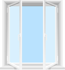 Transparent windows and sunny sky clipart design illustration