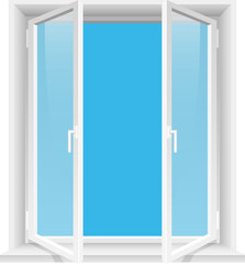 Transparent windows and sunny sky clipart design illustration