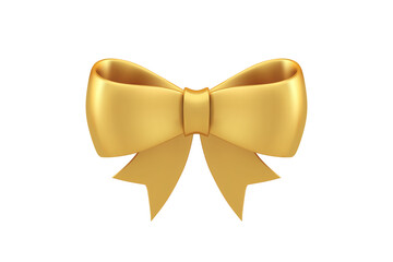 Premium glossy golden bow ribbon festive elegant decor realistic 3d icon vector illustration