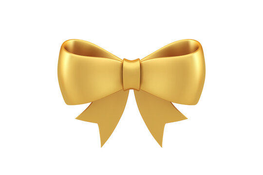 Premium glossy golden bow ribbon festive elegant decor realistic 3d icon vector illustration