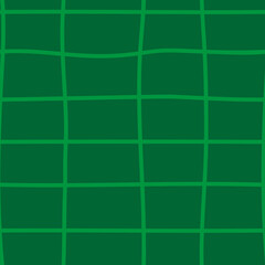 Green crossed lines grid seamless pattern. Hand drawn plaid endless wallpaper. Checkered background.