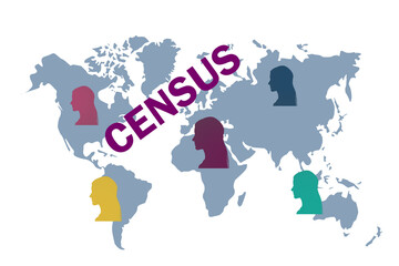 Obraz premium Population census on the world map, migration