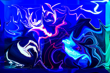 デジタル背景、バックブルー、水色、黒、変形