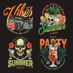 Fototapeta na wymiar Summer party set stickers colorful