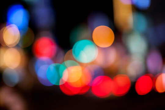 Bokeh of lights in the night city