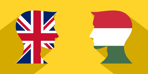 face to face concept. uk vs hungary. vector illustration