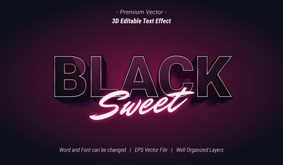 3D Black Sweet Editable Text Effect