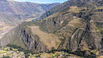 Fototapeta premium Nice view of the Pisac ruins in Cusco.