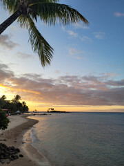 Amazing orange sunset on paradise island Morro de Sao Paulo in Bahia, Brazil