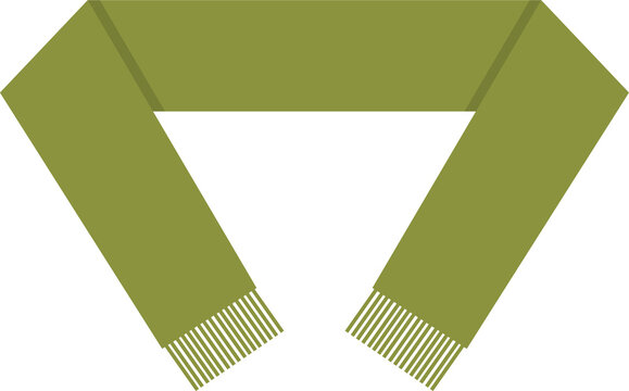 olive green scarf with fringe, flat design clip art preview