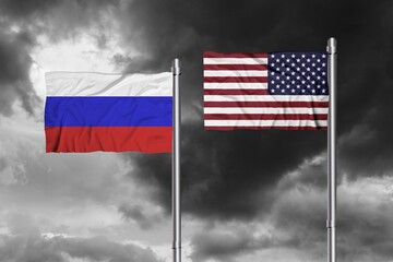 Flag usa on dark sky background