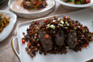 food, meat, meal, plate, dinner, dish, chicken, cuisine, grilled, fish, pork, restaurant, delicious, lunch, sauce, 