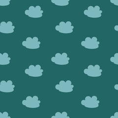 Cloud sky seamless pattern, Simple child background,  Cartoon repeat print, Blue cloud ornament, Sky backdrop, Nursery wallpaper