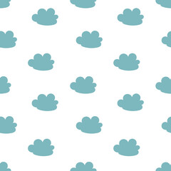 Obraz premium Cloud sky seamless pattern, Simple child background, Cartoon repeat print, Blue cloud ornament, Sky backdrop, Nursery wallpaper