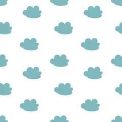 Plexiglas foto achterwand Cloud sky seamless pattern, Simple child background,  Cartoon repeat print, Blue cloud ornament, Sky backdrop, Nursery wallpaper © VitaZukaArt