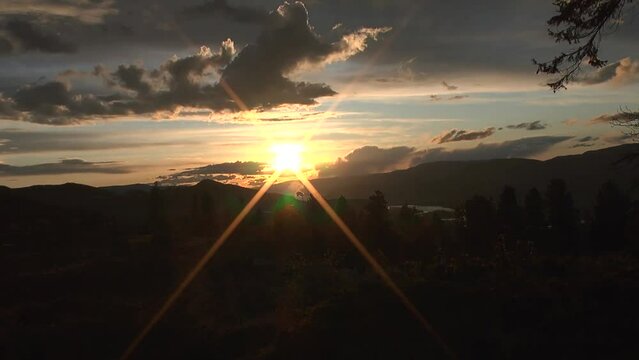 Canadian sunset with dramatic clouds in Kamloops, British Columbia