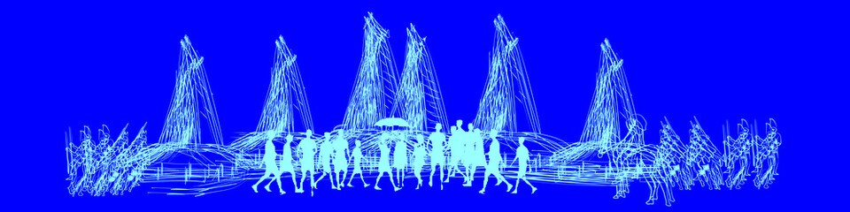 Traditional house of Sumba and tourists vector illustration