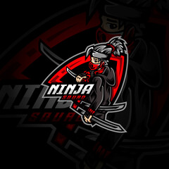Ninja Mascot Esport Logo Design Illustration For Gaming Club