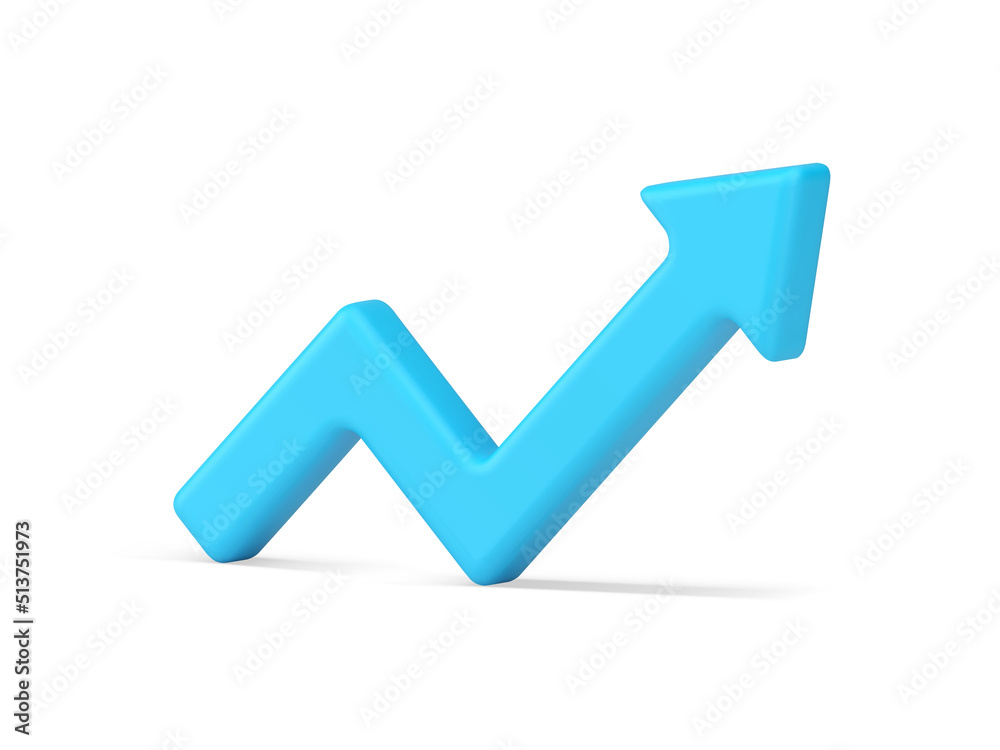 Poster blue angled arrow top pointing realistic 3d icon vector up pointer graph and chart business message