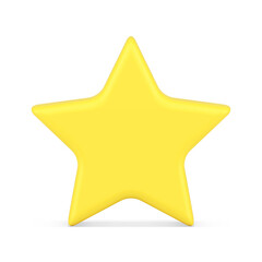 Yellow five pointed glossy star front view realistic 3d icon vector illustration. Best award button