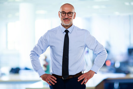 Senior businessman wearing shirt and tie while standing at the office