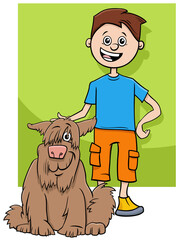 cartoon boy character with his pet dog