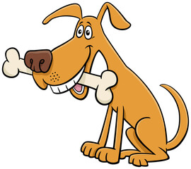 cartoon dog comic animal character with bone