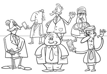 cartoon elder people or seniors characters coloring page