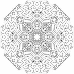Hand drawn zentangle circular ornament for coloring page.