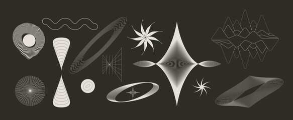 Modern Abstract Boho Linear Vector Shapes Set universal geometric graphics