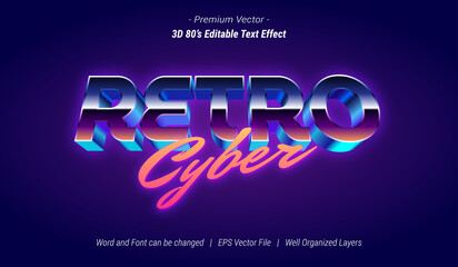 3D Retro Cyber Editable Text Effect