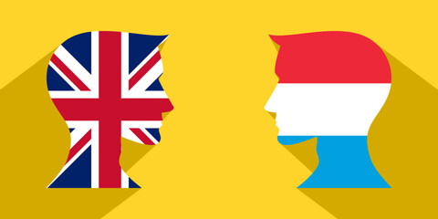 face to face concept. uk vs luxembourg. vector illustration