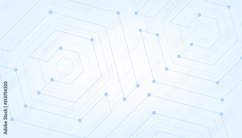 Poster abstract blue lines and dots connect background. technology connection digital data and big data con