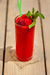 Raspberry smoothie with ice cream.
