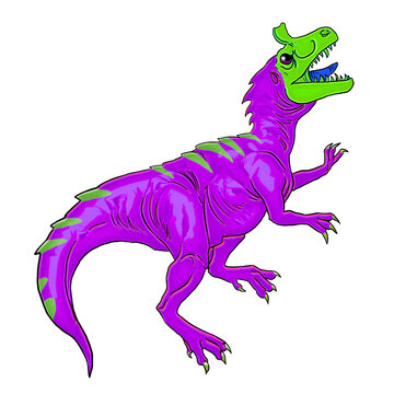 Simple digital drawing of a roaring elvisaurus (Cryolophosaurus ellioti)